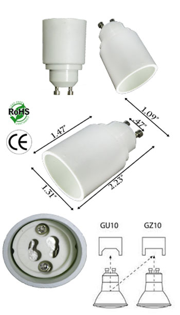GU10 male To GZ10 female Adapter Converter Lamp Holder product 12444