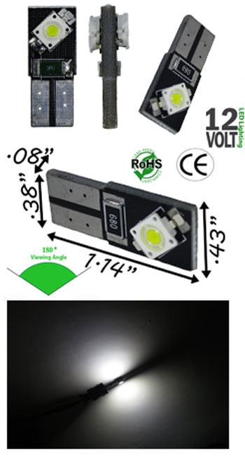 T10 Wedge CAN Bus  2 LED 7060 SMD 12 Volt DC