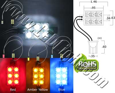 T10 Super Flux Custom 6 LED Light 12 VAC product 15468