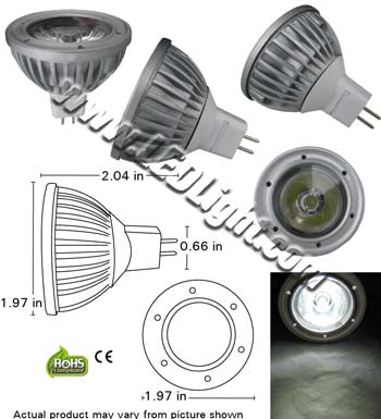 MR 16 1 By 1 Watt LED Light Bulb 12 Volt AC-DC product 45164