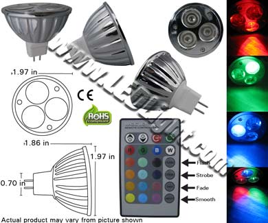 picture of a mr16 led bulb RGB remote control