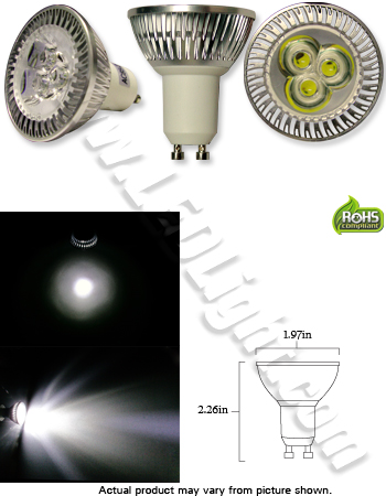 LED Light 3 Watt GU10 Bulb 85-240 VAC