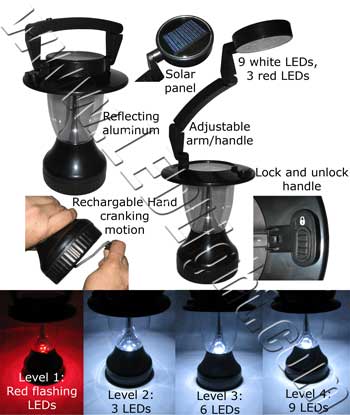 LED Camping Lantern Charge By Solar/Crank