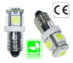 E10 LED Miniature Screw 5 SMD  12 To 16 Volt AC Or DC Non Polarity