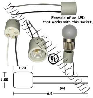 E26 E27 Female Socket with Wires product 75695