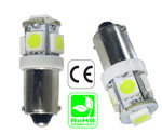 BA9S 6 Volt DC 5 LED 360 Degree Dimmable T3-1/4