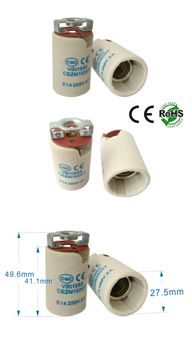 E14 Female Socket 250 VAC 2 Amp Ceramic