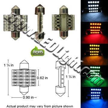 Festoon Ultra Bright 20 SMD LED 1-1-4-Inches 33 mm