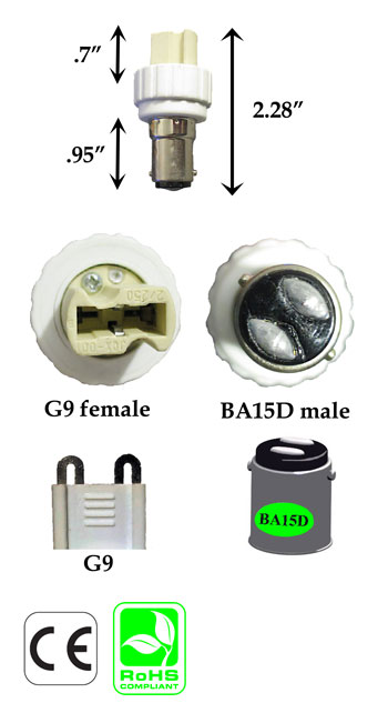 BA15D Male to G9 Female Converter Adapter