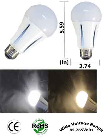 A19 13 Watt LED Bulb 100 to 240 VAC Non Dimmable