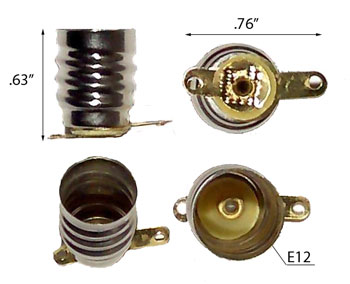 E12 Screw Base Socket with Solderable Tabs