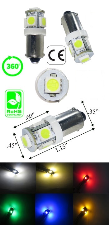 BA9S LED Bulb 12 Volt 5 SMD - Automotive - LEDLight