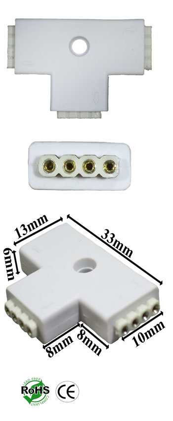 Connector, 3 Way, RGB Color, White