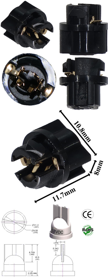T5 female socket Miniature Wedge Twist Lock Black product 12331
