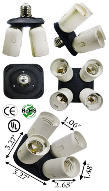 E27 male to 4 E27 female Converter Adapter