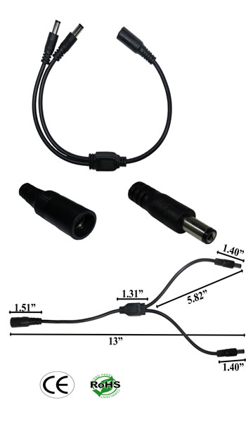 Image of a splitter 5mm male to 5mm female