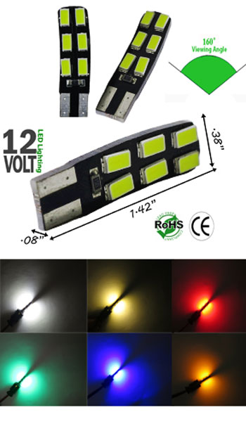 T10 Wedge 12 SMD 5730 12 Volt DC CAN Bus 4 Watt product 12656