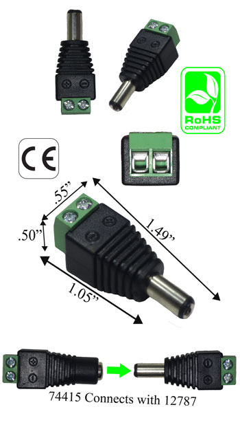 Connector male 5.5mm x 2.5mm