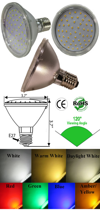 Par30 LED 7 Watt 120 VAC Clear Lens 120 Beam E27