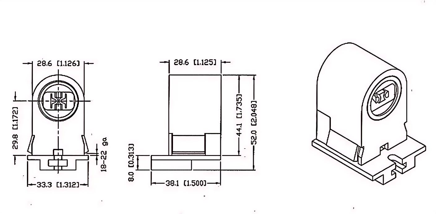 T8 Tombstone R17D Socket Matched Pair