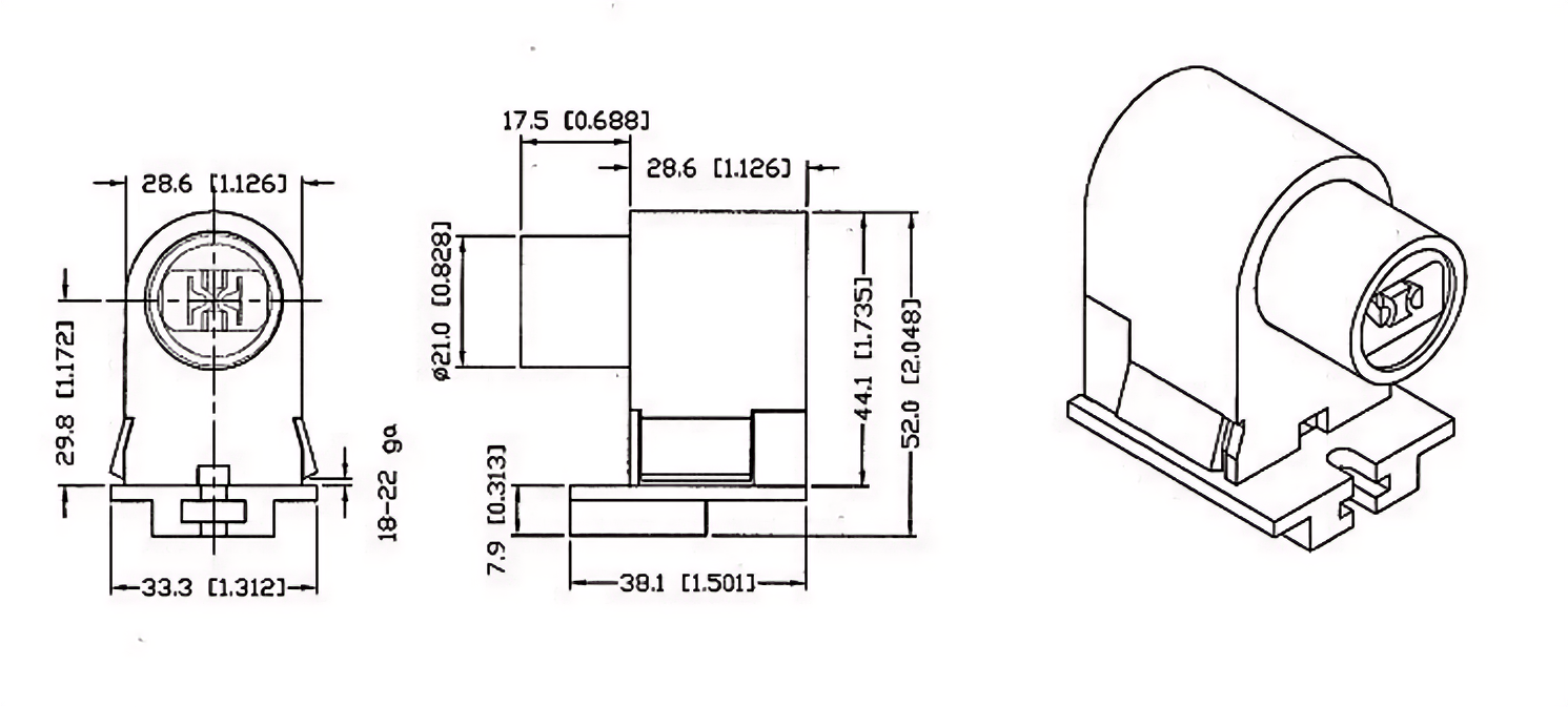 T8 Tombstone R17D Socket Matched Pair