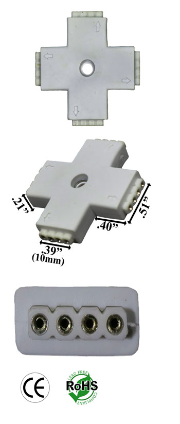 Connector, 4 Way, 4 Conductor RGB Color, White 