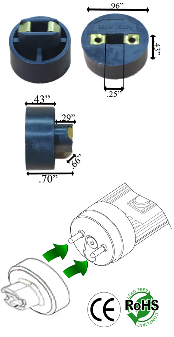 R17D to G13 Converter Adapter Black (Pair)