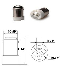 image of a ba15d male to mr16 female converter