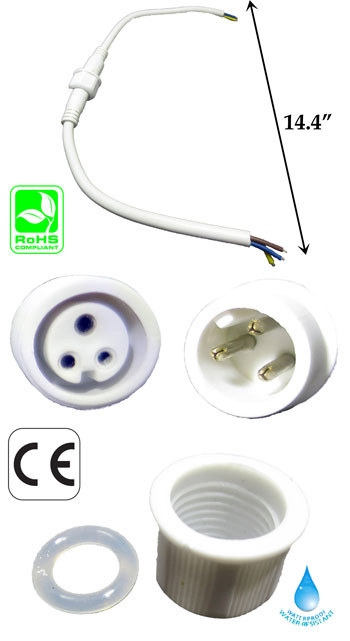 Harness, Waterproof, 3 Pins (CCT), male & female set White