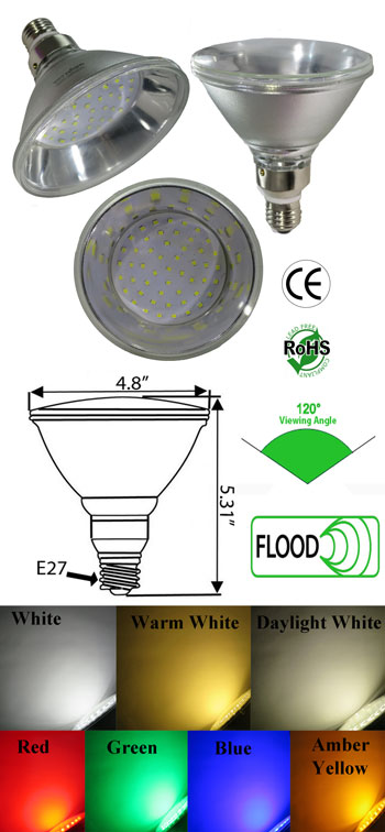 Par38 LED 7 Watt 120 VAC E27 120 Viewing Clear Lens