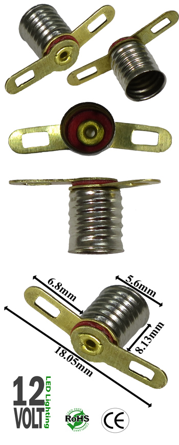 E5 Midget Screw Socket with Solderable Tabs T1 3/4