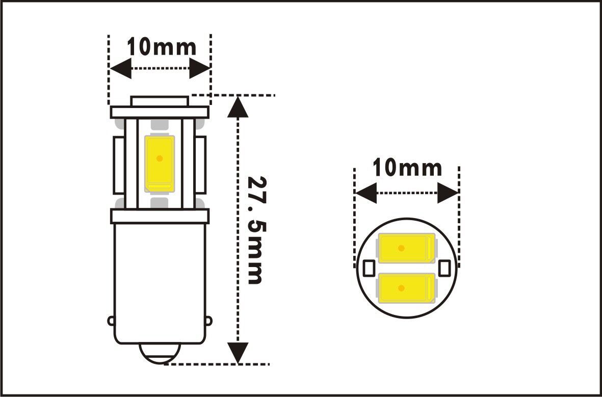 1847 LED Miniature Bulb BA9S Base 6 Volt 6 SMD