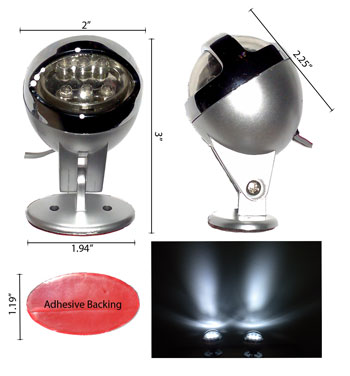 Circular Small Projecting LED Light 12VDC 1 Pair