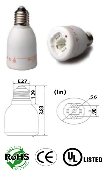 E26 male to G24 4 Pin and 2 pin female Converter product 24757