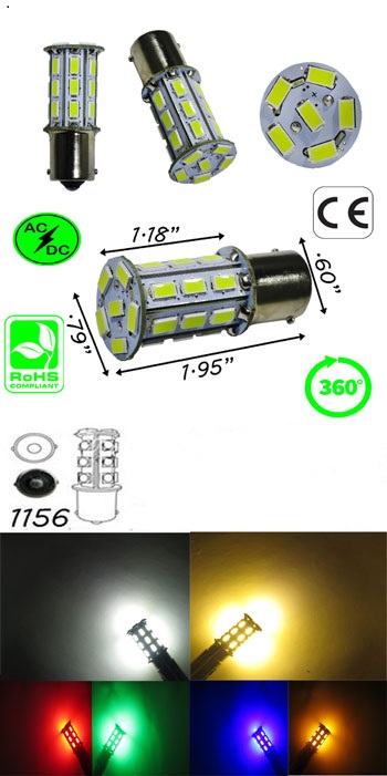 S25 BA15S 1156 27 SMD 5730 10 to 30 Volt AC/DC 3 Watt product 98785