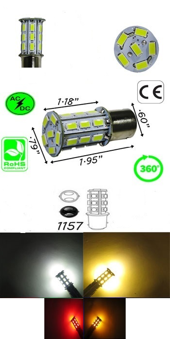 1157 LED Bulb BAY15D 27 SMD 5730 10 to 30 Volt DC 3 Watt S25