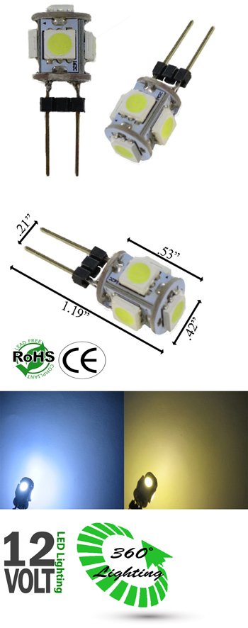 Boghandel Pacific Behandling G4 GY6.35 JC 12V DC 360 Degree 5 SMD 5050 - Low Voltage - LEDLight