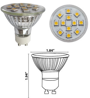 GU10 20 Watt Equivalent LED Bulb 120 Volt AC
