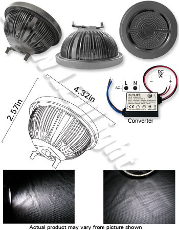 AR111 9 Watt LED Light Bulb 80-260 VAC G53 Male Push On Base