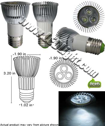 E27 PAR 16 Three One Watt Super Bright LED Light Bulb