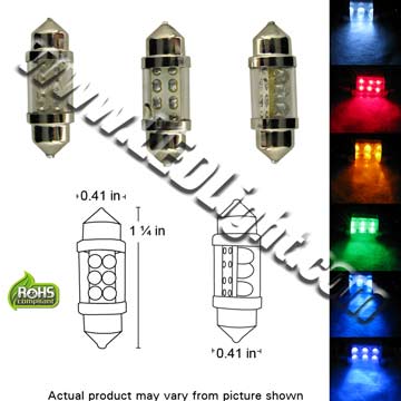 Festoon Ultra Bright 6 LED 1 1/4 Inches / 31mm 12 VDC product 32445