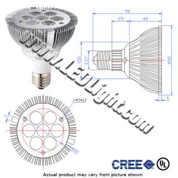 Par30 LED High Power 7 Watt Dimmable 85-260 VAC 30 Deg E27 product 32447