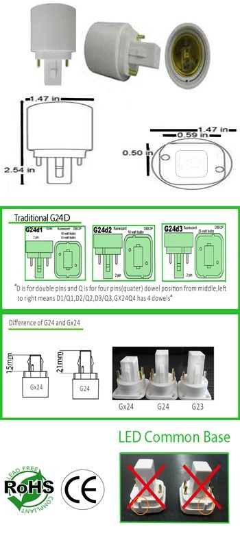 G24 2 Pin male to E27 female Converter product 32465