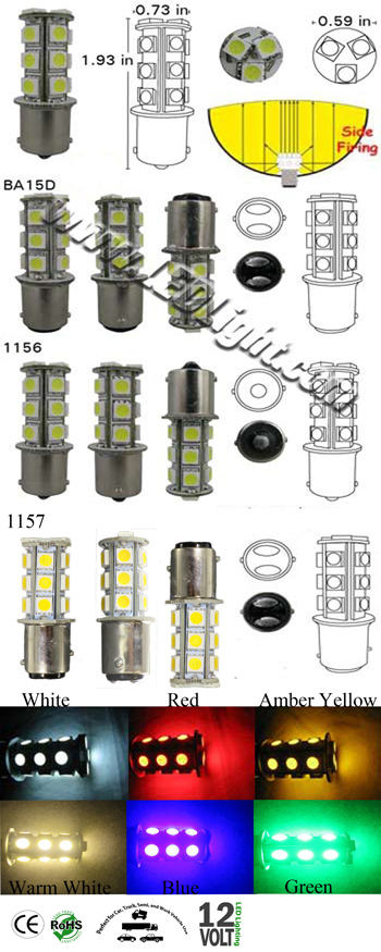 S25 18 SMD Tower LED Bulb 12 VDC