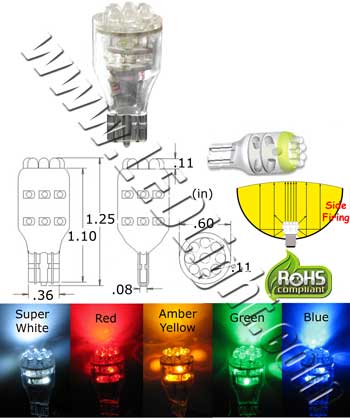 T15 Wedge 15 LED Light 12 VDC