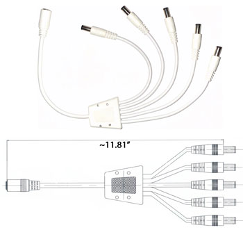 5-Way LED Light Harness Cable 12VDC White