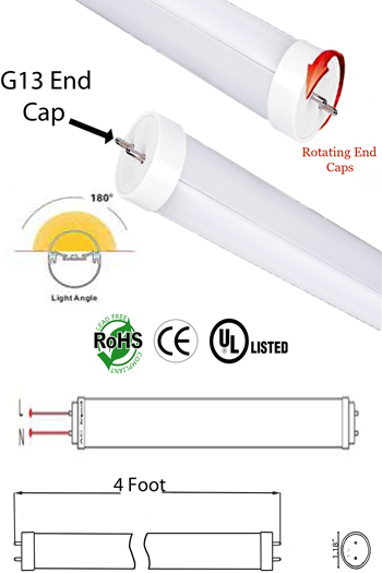 T8 L.E.D. 22 Watt 100-277VAC G13 Frosted Lens NCNRNW