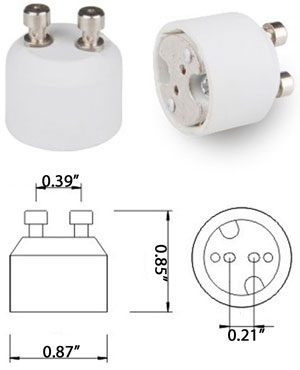 GU10 male to MR16 female Converter Adapter