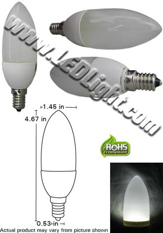 Low Profile Candle E14 Base 1.5 Watt LED Light Bulb 120 VAC