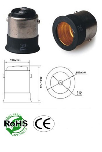 BA15D male To E12 Screw female Reduced Profile Converter